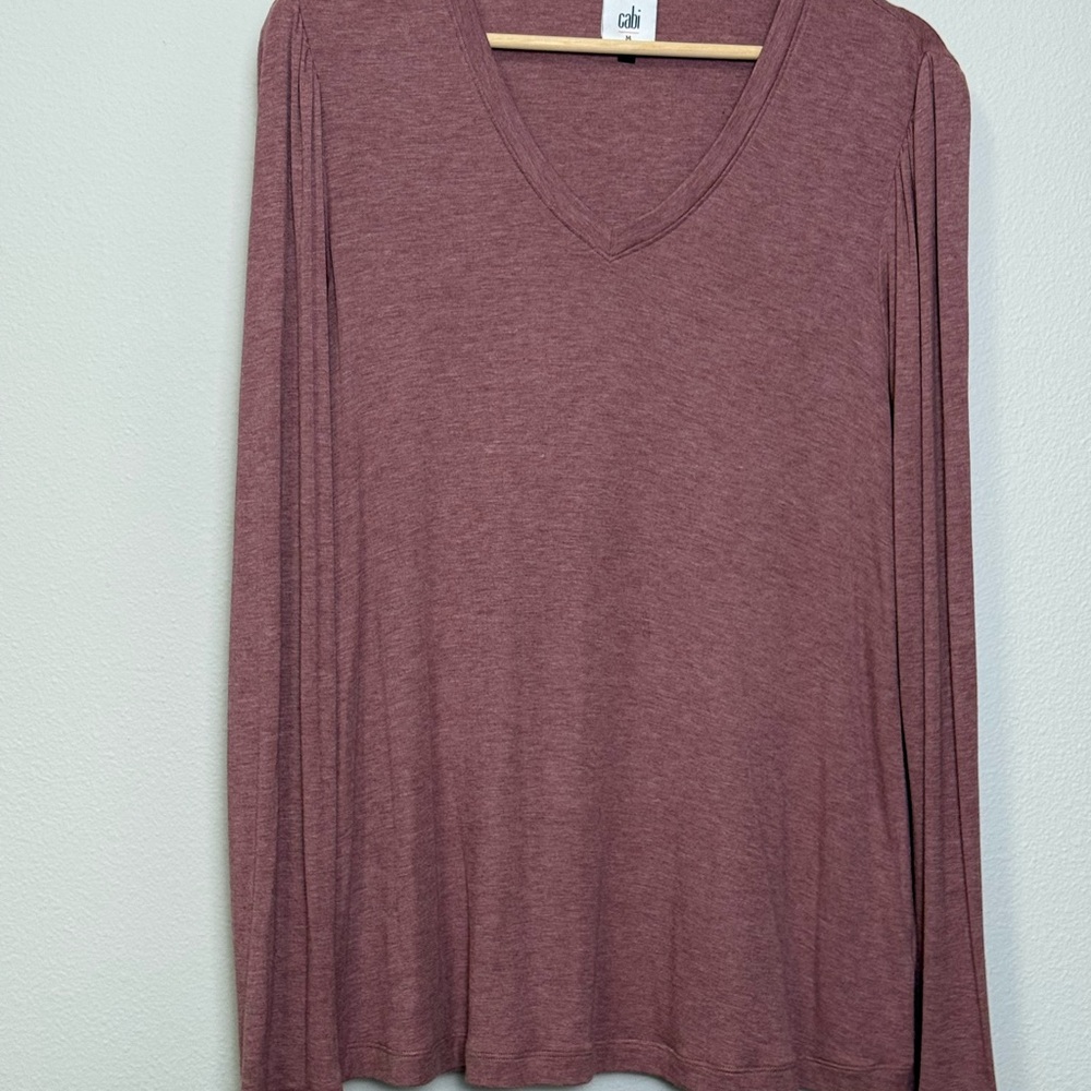 CAbi Women's Long Sleeve Play Tee V-Neck Gathered/Plated Shoulder